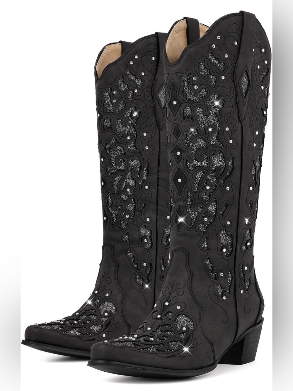 Glam Cowgirl Rhinestone Western Boots Size 9